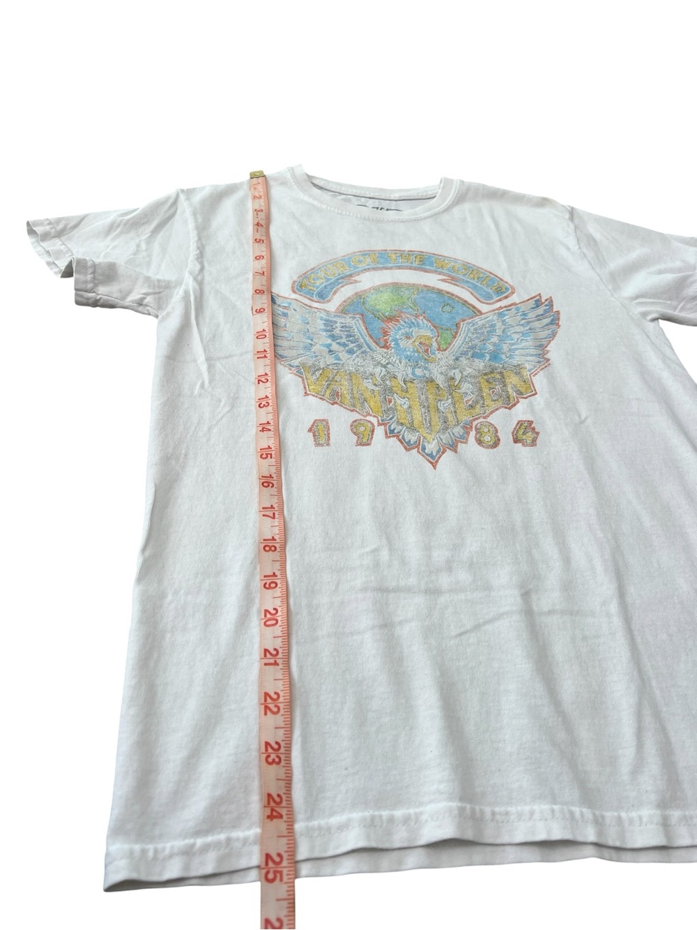 VINTAGE TOUR OF THE WORLD VAN HALEN 1984 white tee shirt EUC 100% COTTON SMALL - Picture 4 of 6